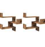 VidaXL Hoekwandschappen 2 st 40x40x49,5 cm bewerkt hout oud houtkleur