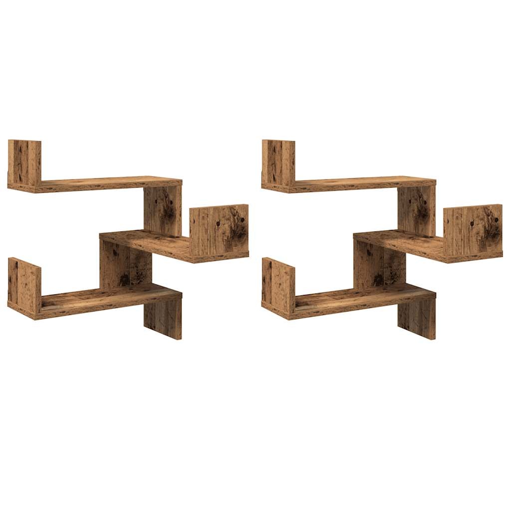 VidaXL Hoekwandschappen 2 st 40x40x49,5 cm bewerkt hout oud houtkleur