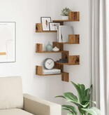 VidaXL Hoekwandschappen 2 st 40x40x49,5 cm bewerkt hout oud houtkleur