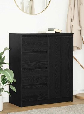 VidaXL Dressoir met lades 71x35x84 cm spaanplaat zwart eikenkleurig