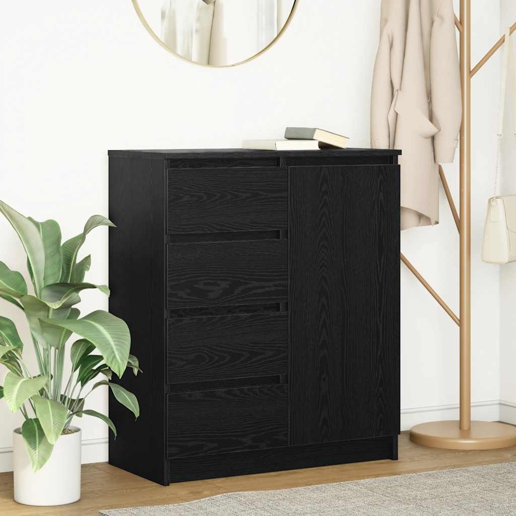 VidaXL Dressoir met lades 71x35x84 cm spaanplaat zwart eikenkleurig