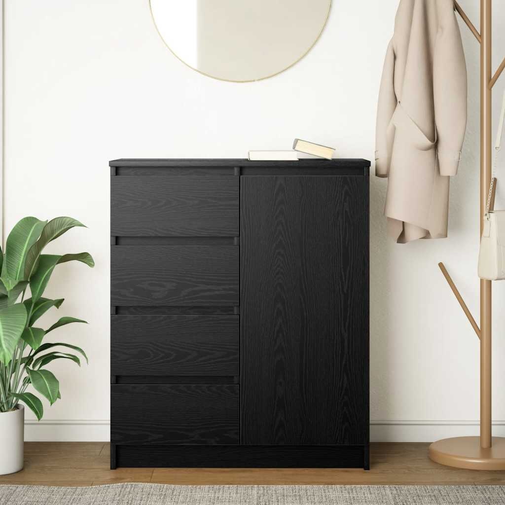 VidaXL Dressoir met lades 71x35x84 cm spaanplaat zwart eikenkleurig
