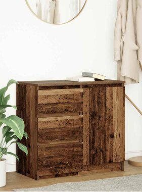 VidaXL Dressoir met lade 71x35x65 cm spaanplaat oud hout