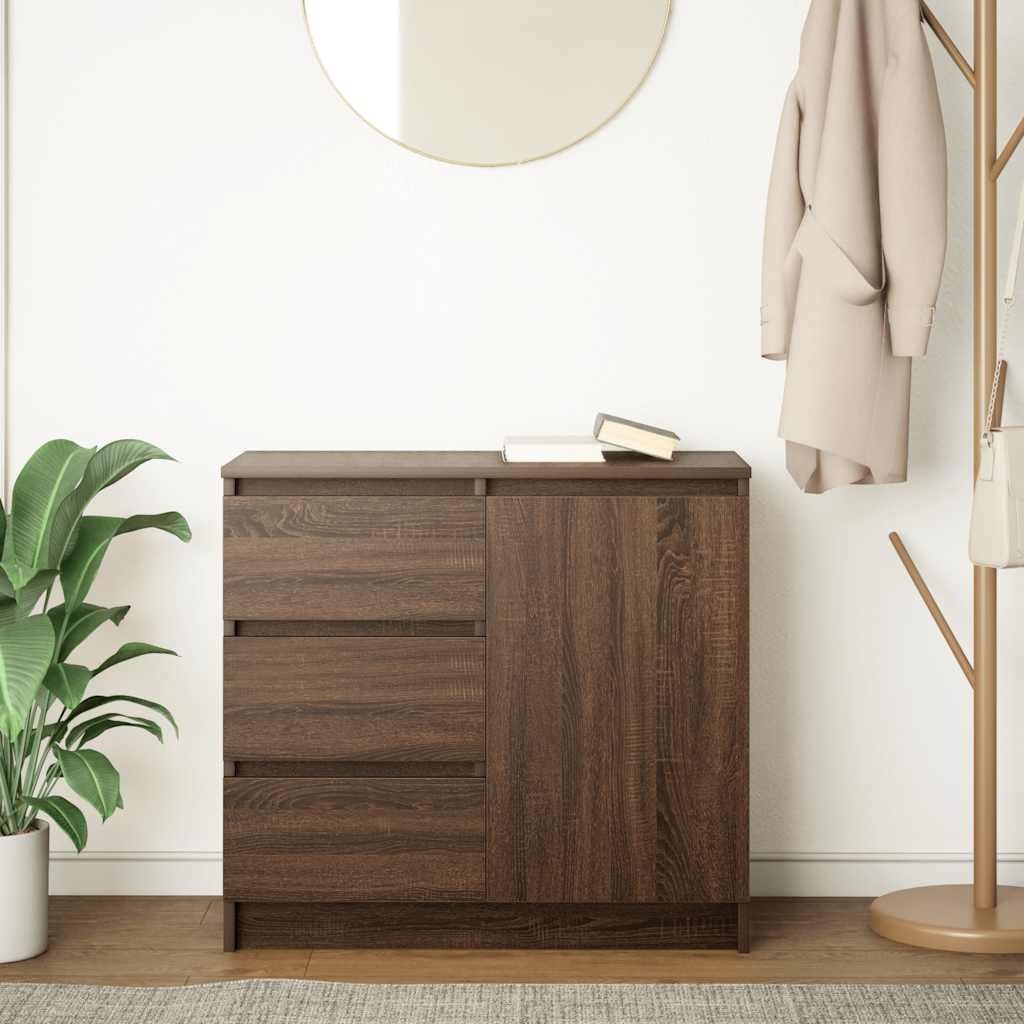 VidaXL Dressoir met lade 71x35x65 cm spaanplaat bruin eikenkleurig