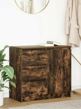 VidaXL Dressoir met lade 71x35x65 cm spaanplaat gerookt eikenkleurig