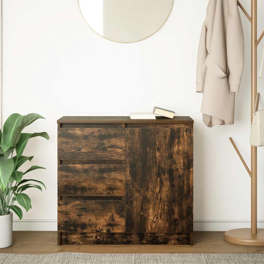 VidaXL Dressoir met lade 71x35x65 cm spaanplaat gerookt eikenkleurig