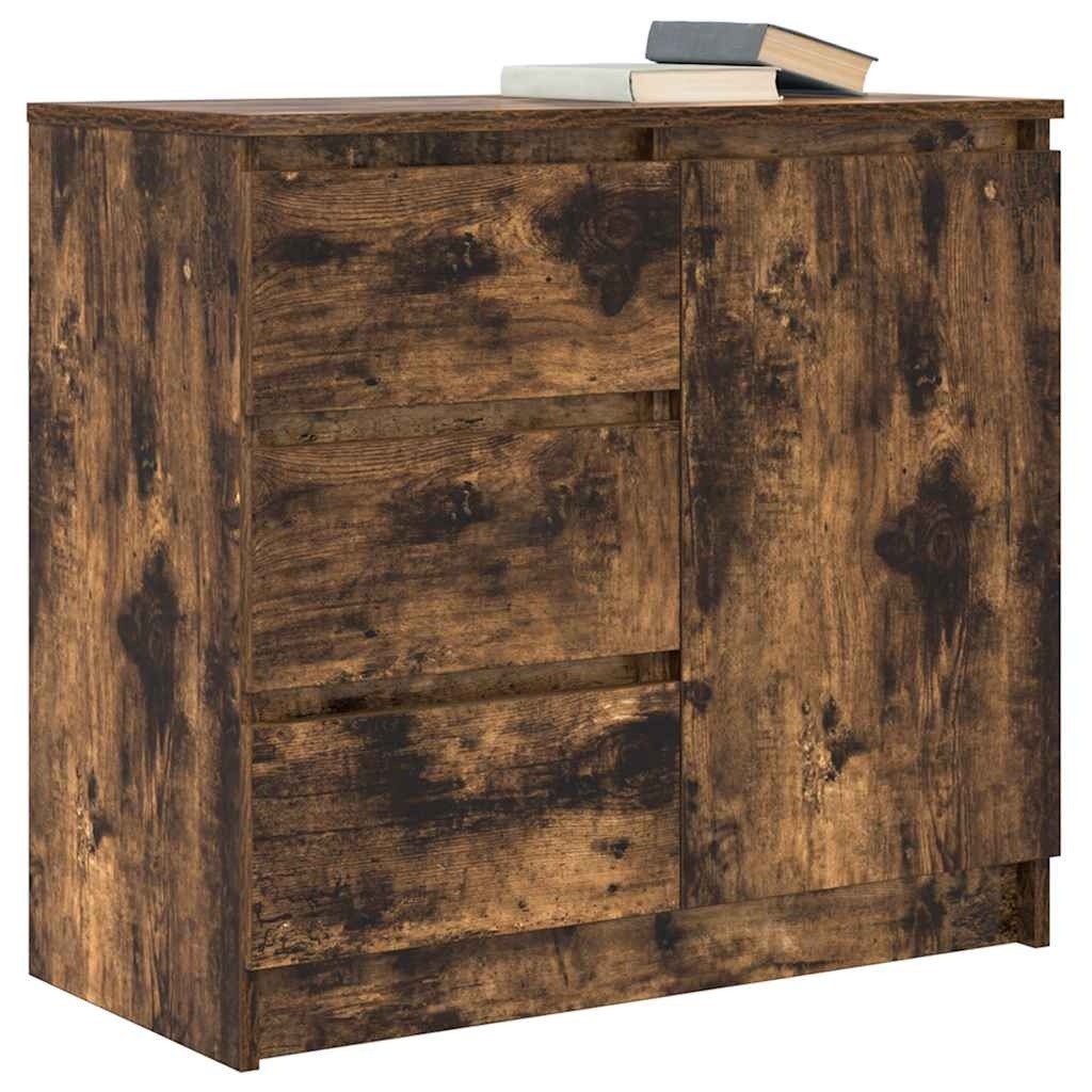 VidaXL Dressoir met lade 71x35x65 cm spaanplaat gerookt eikenkleurig