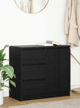 VidaXL Dressoir met lade 71x35x65 cm spaanplaat zwart eikenkleurig