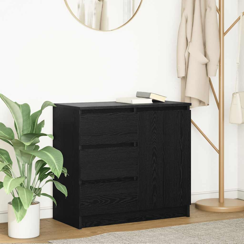 VidaXL Dressoir met lade 71x35x65 cm spaanplaat zwart eikenkleurig