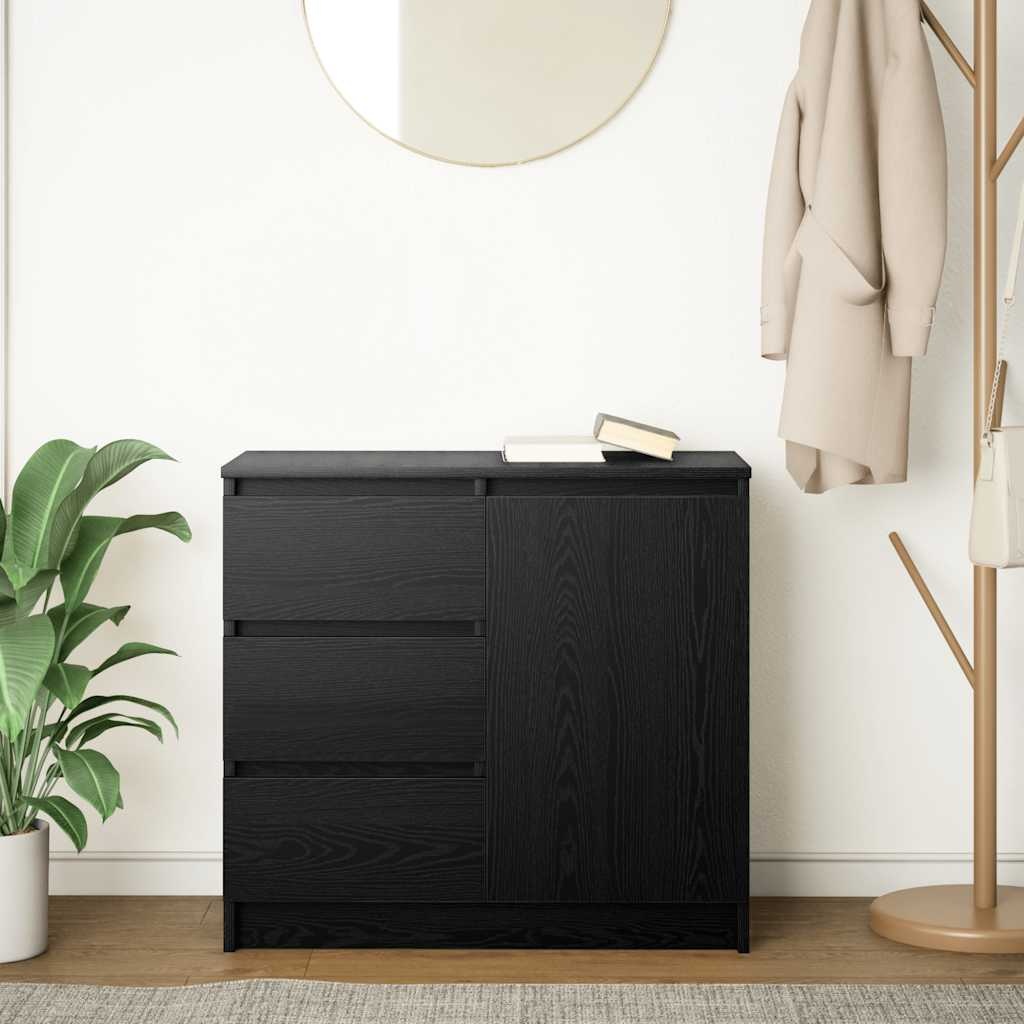 VidaXL Dressoir met lade 71x35x65 cm spaanplaat zwart eikenkleurig