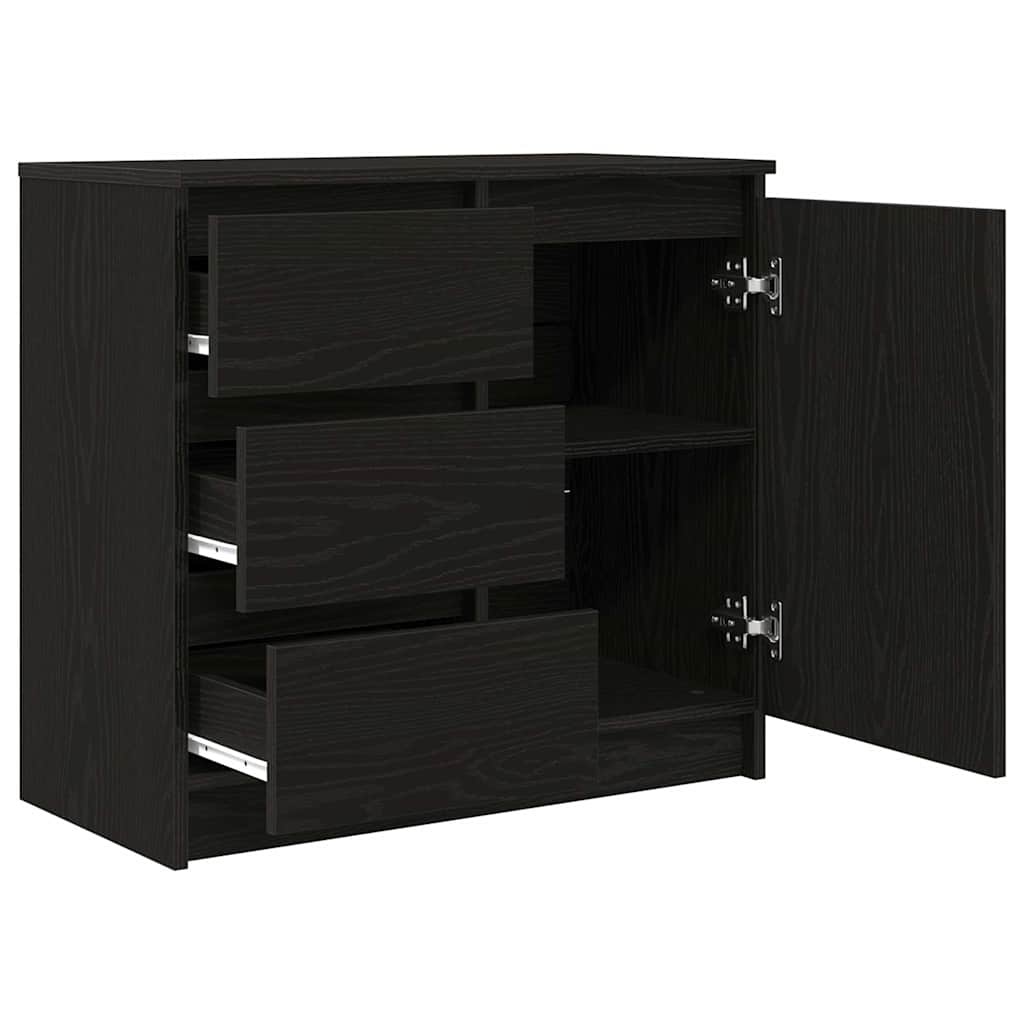 VidaXL Dressoir met lade 71x35x65 cm spaanplaat zwart eikenkleurig