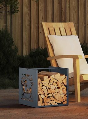 VidaXL Brandhoutrek 40x40x40 cm koudgewalst staal antracietkleurig