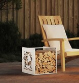 VidaXL Brandhoutrek 40x40x40 cm koudgewalst staal wit