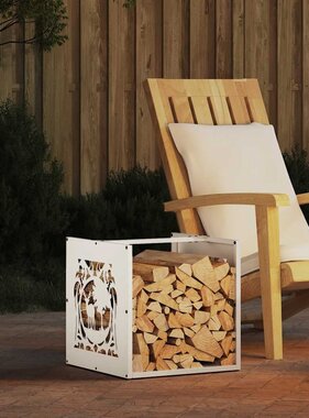 VidaXL Brandhoutrek 40x40x40 cm koudgewalst staal wit