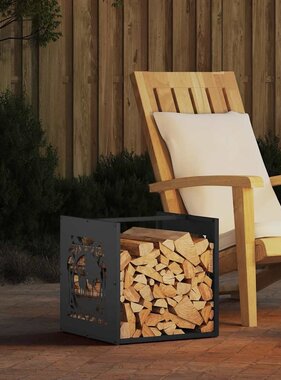 VidaXL Brandhoutrek 40x40x40 cm koudgewalst staal zwart