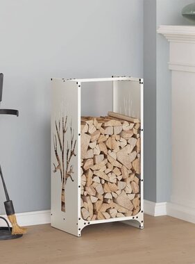 VidaXL Brandhoutrek 40x30x80 cm koudgewalst staal wit