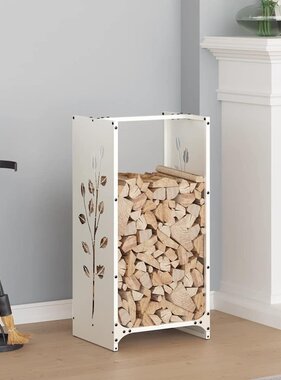 VidaXL Brandhoutrek 40x30x80 cm koudgewalst staal wit