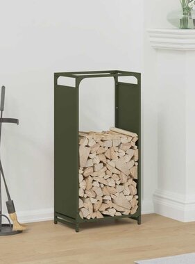 VidaXL Brandhoutrek 44x28x90 cm koudgewalst staal olijfgroen