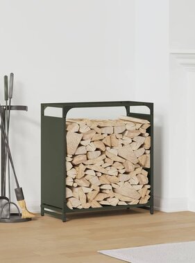 VidaXL Brandhoutrek 60x28x65 cm koudgewalst staal olijfgroen