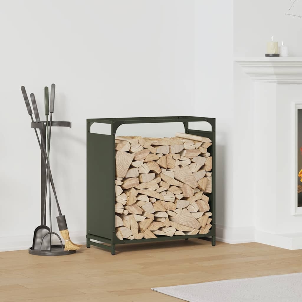 VidaXL Brandhoutrek 60x28x65 cm koudgewalst staal olijfgroen