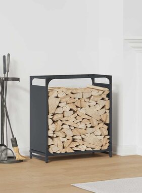 VidaXL Brandhoutrek 60x28x65 cm koudgewalst staal antracietkleurig