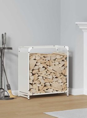 VidaXL Brandhoutrek 60x28x65 cm koudgewalst staal wit