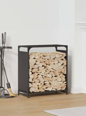 VidaXL Brandhoutrek 60x28x65 cm koudgewalst staal zwart