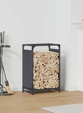 VidaXL Brandhoutrek 44x28x65 cm koudgewalst staal antracietkleurig