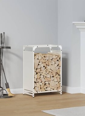VidaXL Brandhoutrek 44x28x65 cm koudgewalst staal wit