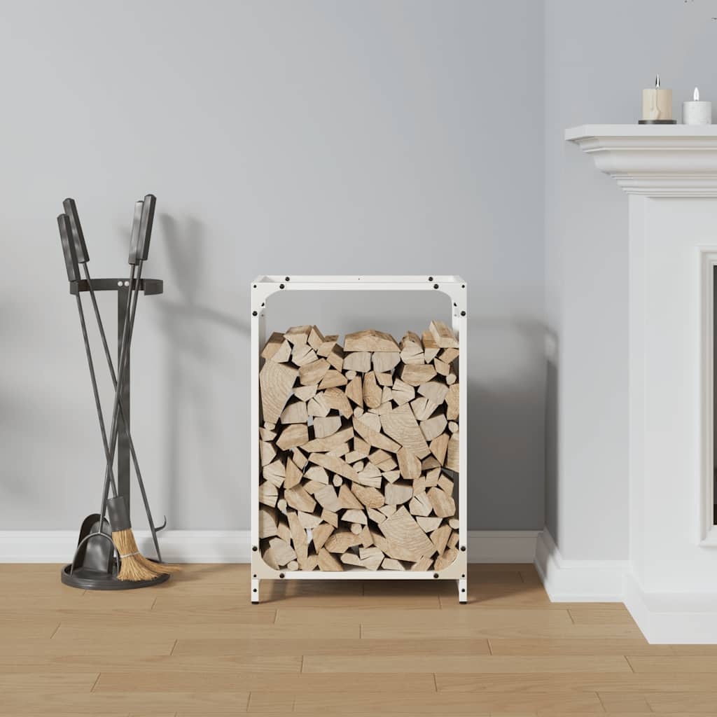 VidaXL Brandhoutrek 44x28x65 cm koudgewalst staal wit