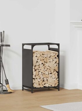 VidaXL Brandhoutrek 44x28x65 cm koudgewalst staal zwart