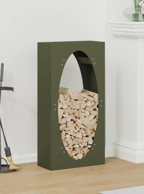 VidaXL Brandhoutrek 50x23x100 cm koudgewalst staal olijfgroen