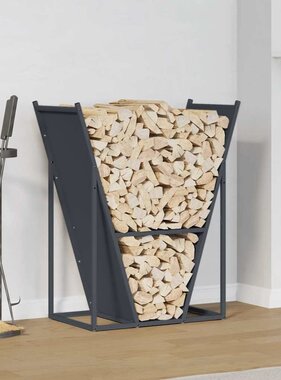 VidaXL Brandhoutrek 69,5x35x81 cm koudgewalst staal antracietkleurig