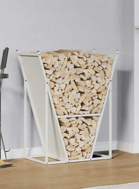 VidaXL Brandhoutrek 69,5x35x81 cm koudgewalst staal wit