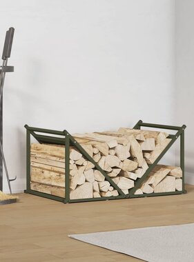 VidaXL Brandhoutrek 70x43x34,5 cm koudgewalst staal olijfgroen