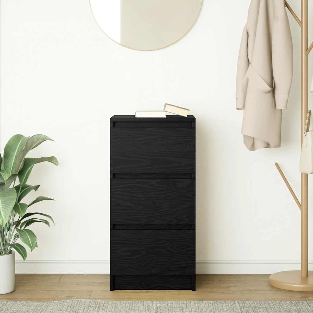 VidaXL Dressoir 37,5x35x76 cm spaanplaat zwart eikenkleurig