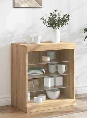 VidaXL Dressoir met LED-verlichting 60,5x37x67 cm sonoma eikenkleurig