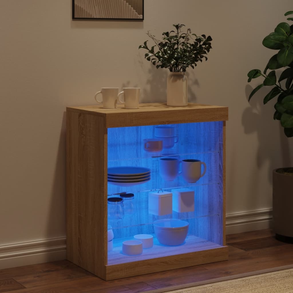 VidaXL Dressoir met LED-verlichting 60,5x37x67 cm sonoma eikenkleurig