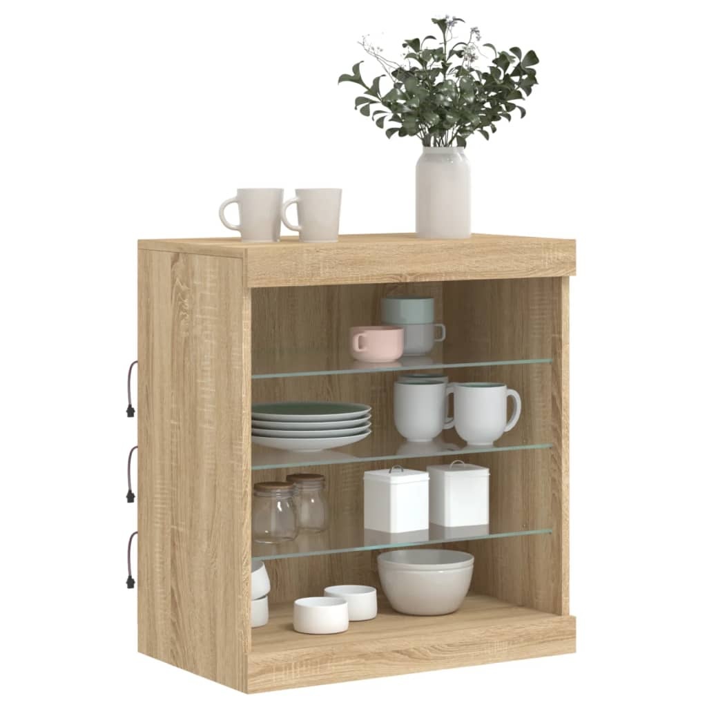 VidaXL Dressoir met LED-verlichting 60,5x37x67 cm sonoma eikenkleurig