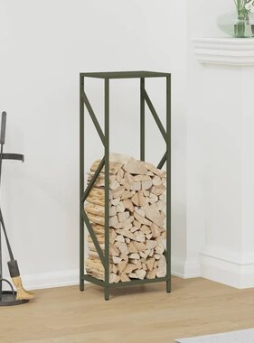 VidaXL Brandhoutrek 34x25x100 cm koudgewalst staal olijfgroen