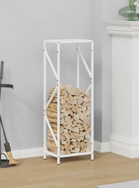 VidaXL Brandhoutrek 34x25x100 cm koudgewalst staal wit