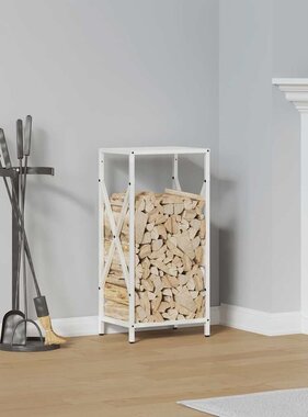VidaXL Brandhoutrek 34x25x70 cm koudgewalst staal wit
