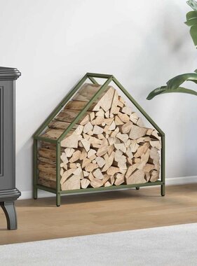VidaXL Brandhoutrek 60x25x60 cm koudgewalst staal olijfgroen