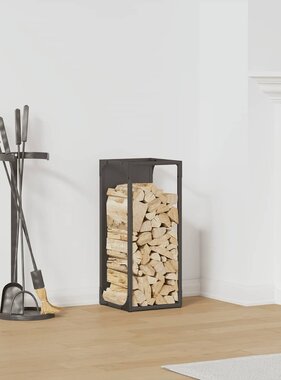 VidaXL Brandhoutrek 25x25x60 cm koudgewalst staal zwart