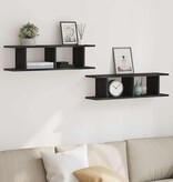 VidaXL Wandplanken 2 st 75x18x20 cm spaanplaat zwart eikenkleurig