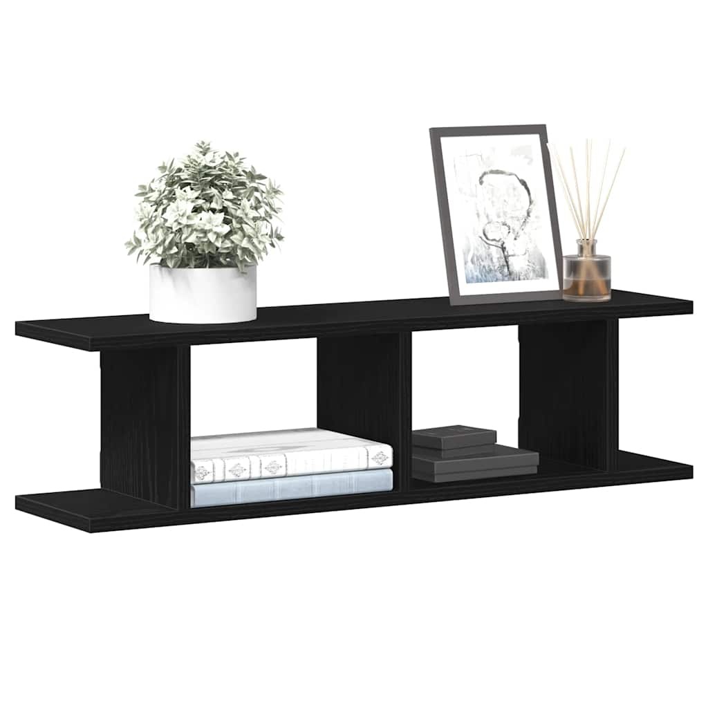 VidaXL Wandplanken 2 st 75x18x20 cm spaanplaat zwart eikenkleurig