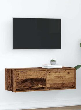 VidaXL TV-meubel 80x31x25,5 cm bewerkt hout oud houtkleurig