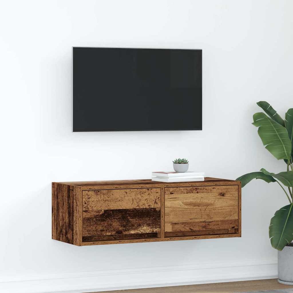 VidaXL TV-meubel 80x31x25,5 cm bewerkt hout oud houtkleurig