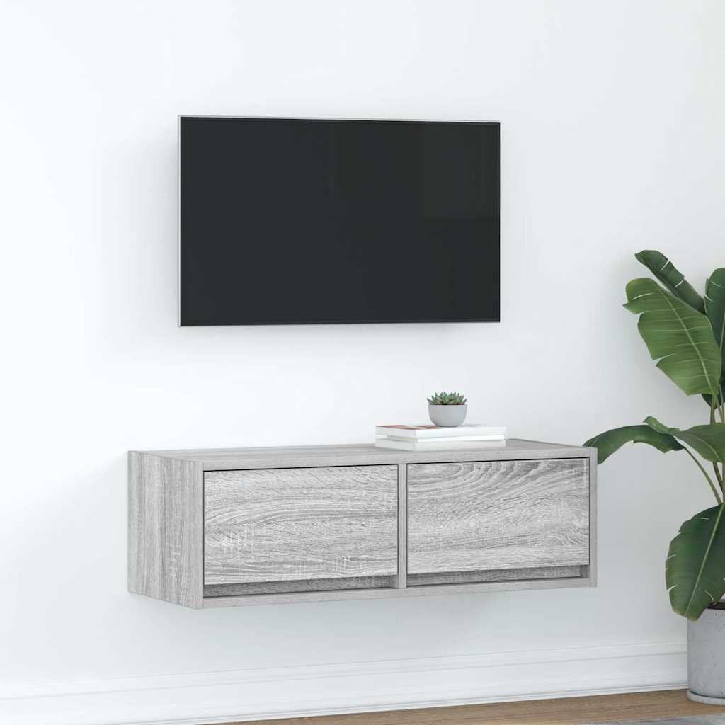 VidaXL Tv-meubel 80x31x25,5 cm bewerkt hout grijs sonoma eikenkleurig