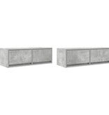 VidaXL Tv-meubels 2 st 80x31x25,5 cm bewerkt hout betongrijs